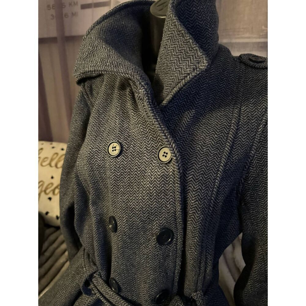 Torrid herringbone grey fleece peacoat belted Jacket/coat 1 1xl